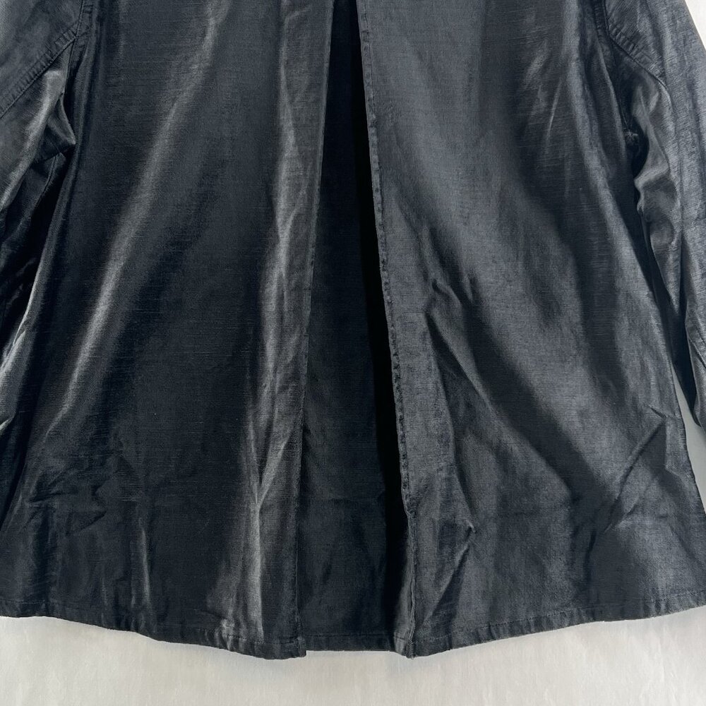 Cabi Tuesday Topper Jacket Women M Button Front Pleated Crushed Velvet Iron Gray - Picture 5 of 13